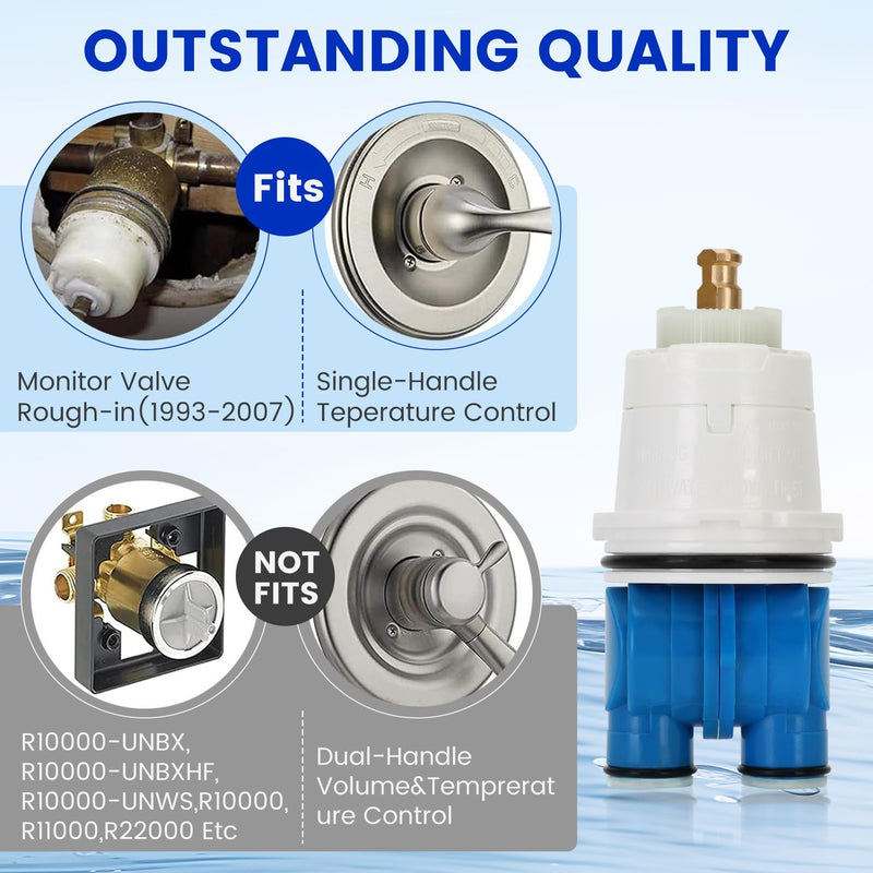RP19804 Cartridge Compatible with Delta 1300/1400 Series Tub/Shower Valve RP19804 with RP22734 Bonnet Nut x2 2