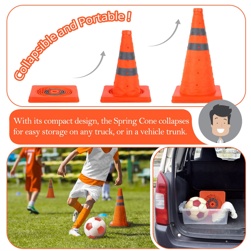 18 inch Collapsible Traffic Cones, Safety Cones with Reflective Collars, Multi Purpose Pop Up Extendable Road Safety Cone by GUARDLEAD 18 inch 1
