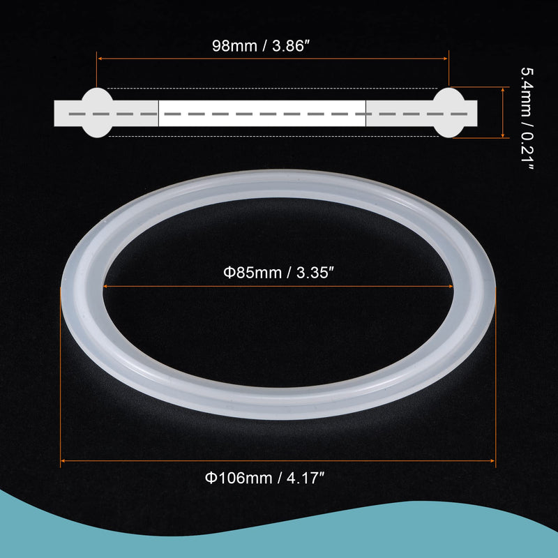 MECCANIXITY Silicone Rubber Gasket Industrial Flange O-Ring 106mm OD White Fit for 3.5 Inch Clamp 3.5"