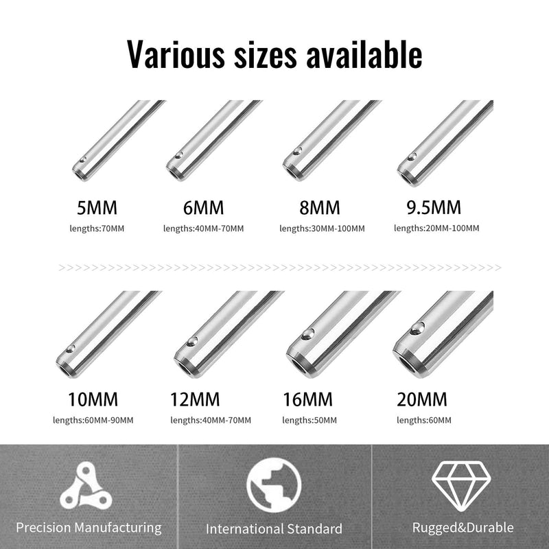 T Handle Quick Release Pin 3/8 Inch Diameter ,Stainless Steel Ball Locking Pin with Push Button Lanyard Cable Usable Length 3.94"(9.5*100mm) 9.5mm-100mm