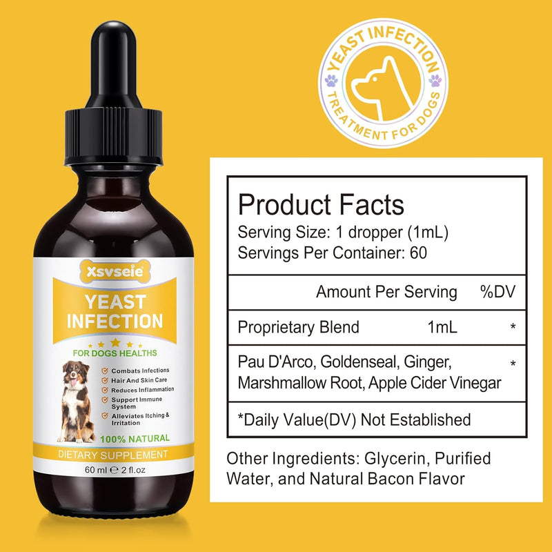 Natural Yeast Infection Treatment for Dogs • Itch Relief • Dog Allergy Relief • Inflammation Relief • Dog Ear Infection • Yeast Infection Treatment for Dogs • Dog Ear Infection Treatment • 2 Oz 2 Fl Oz