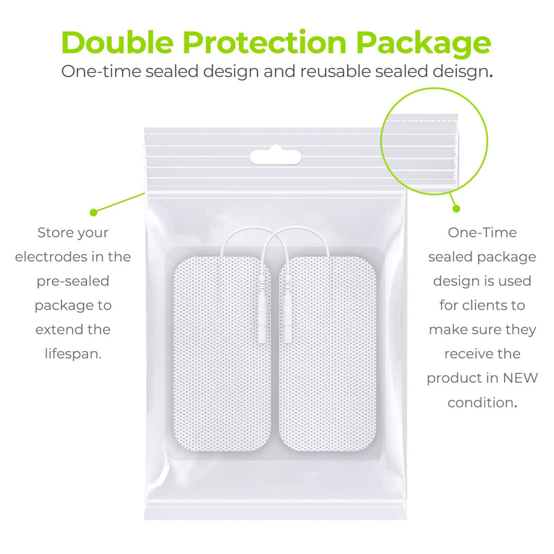 AUVON TENS Unit Pads 2"X4" 10 Pcs, 3rd Gen Latex-Free Rectangular Replacement Pads Electrode Patches with Upgraded Self-Stick Performance for Electrotherapy A-white