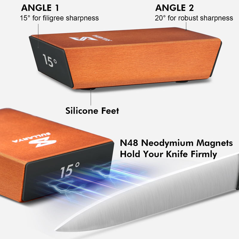 Knife Sharpener, Rolling Knife Sharpener, Knife Sharpening kit with Diamonds and Ceramic for Steel of Any Hardness, Kitchen Knife Sharpener with 15 & 20 Degree Magnetic Angle