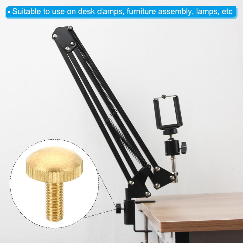 PATIKIL M5x15mm Knurled Thumb Screws, 5 Pack Flat Tip Brass Bolts Grip Knobs Fasteners with Straight Shoulders for Lighting Furniture Electronic Mechanical