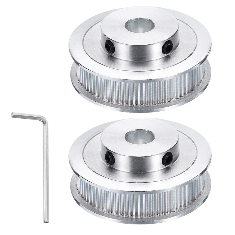 uxcell 2pcs GT-2 Pulley Synchronous Wheel 80 Teeth 10mm Bore, Fit with 10mm Width Belt, Aluminum Alloy Timing Pulley Wheel with a Wrench for 3D Printer, CNC Machine