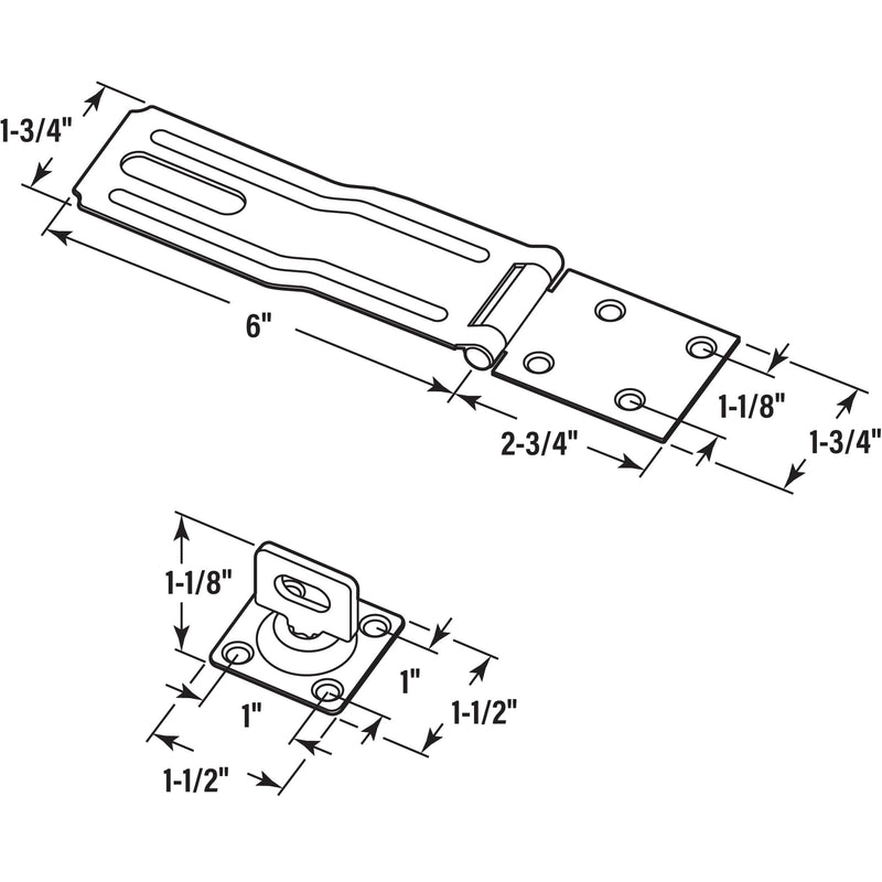Prime-Line U 117228 Door and Gate Safety Hasp Hinge Latch with Swivel Staple 6 inch with Screws Matte Black (Single Pack)