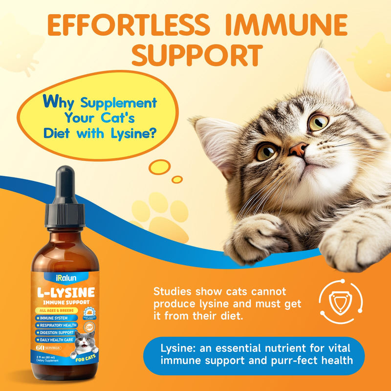 2 Pack Calming Drops for Dogs & Cats - Cat Calming Treats for Anxiety Relief, Relaxation, Sleep Aid + L-Lysine Supplement for Cats - Immune Support Lysine Drops of All Ages