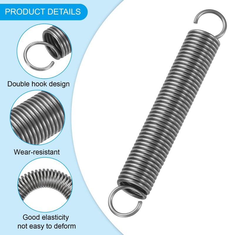 PATIKIL Extension Spring, 5pcs Wire Diameter 0.05", OD 0.4", Free Length 2.8" Spring Steel Dual Hook Tension Springs for Lawn Tractor Home Repairs DIY, Grey 1.2*10*70mm