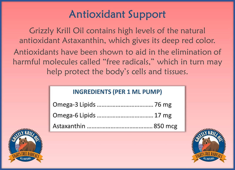 Grizzly Wild Antarctic Krill Oil for Dogs (Multiple Sizes) - Made in USA, Powerful Antioxidant, All-Natural Supplement Fights Free Radicals 8 oz - PawsPlanet Australia