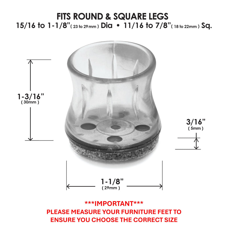 Slipstick GorillaOutdoor Berber Furniture Feet Pads with Clear Sleeve Sock (16 Pack) Outdoor Furniture Sliders for Round & Square Legs, Small Universal Small x 16