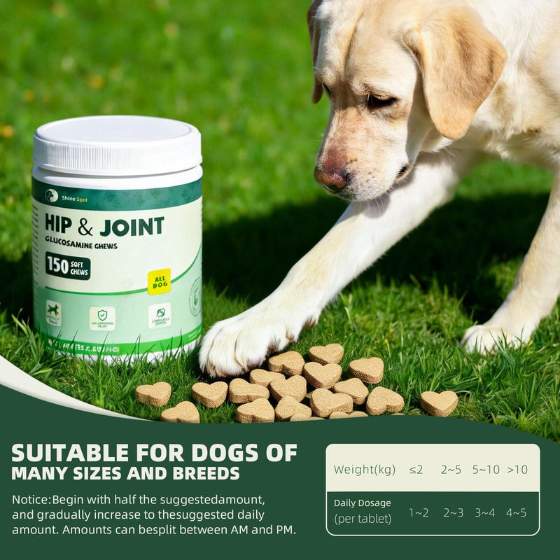 Glucosamine for Dogs 150pcs Joint Support Supplement Dog Hip and Joint Chondroitin Chews Treats with MSM, Omega3, Dog Joint Pain Relief Mobility Supplements Chicken Flavor Fit All Breed