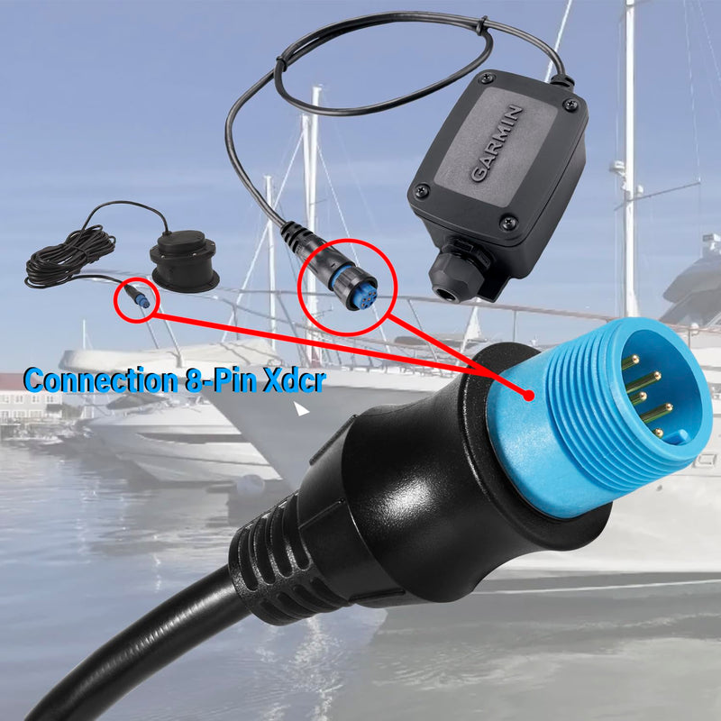 010-12122-10 Adapter Compatible with Connecting 8-Pin Transducers with XID to 12-Pin Sonar Marine Devices, Replace for Part Number 010-12122-10