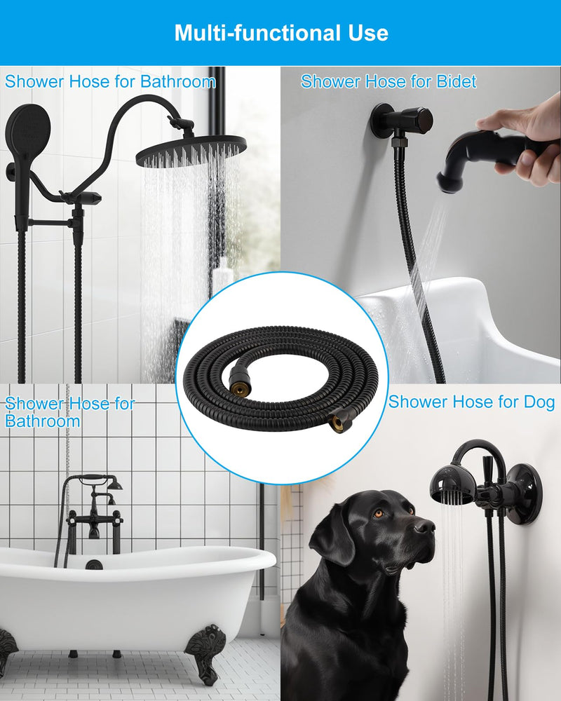 Hibbent All Metal Shower Hose, 90 Inch Stainless Steel Extra Long Shower Hose Replacement, Anti-Twist Handheld Shower Head Hose Extension, Shower Hose Extender, Oil Rubbed Bronze