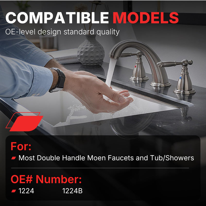 1224 Faucet Cartridge Replacement for Moen Double Handle Faucets and Tub/Showers Parts Repair Kit Replace 1224B 4 Pack