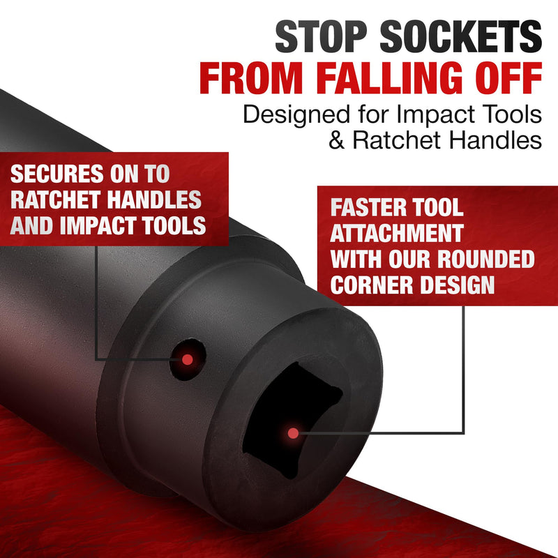 TIGHTSPOT 1/2 Inch Drive - 1 1/8 Inch Deep Impact Socket with Anti-Rounding 6 Point Design, Heat-Treated CRV Steel 1/2” Drive Deep Socket 1/2” Drive 1 1/8” Deep Impact Socket - 6pt