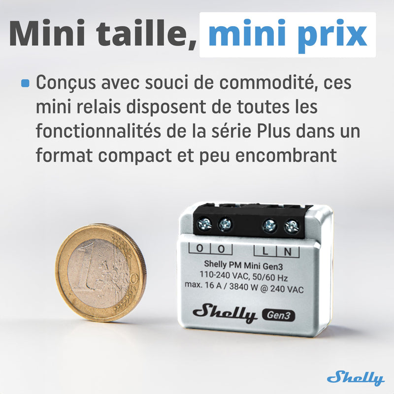 Shelly PM Mini Gen3 | WiFi & Bluetooth Smart Power Meter 1 Channel 16 A | Home Automation | Compatible with Alexa & Google Home | iOS Android App | No Hub Required | Smart Schedules (2 Pack) 2