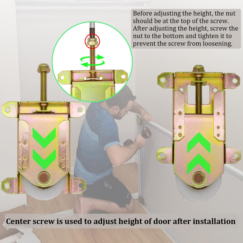 Sliding Mirror Closet Door Rollers Replacement Hardware Fits Contractors Part #W8020C Wardrobe Doors Wheels, 2-1/2" Vertical H.C., 1-1/2" Nylon Concaved Ball Bearing Wheel, 4 Pack ‎2-1/2" H.C.- 4Pack