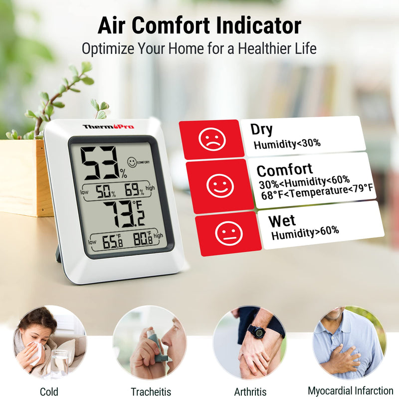 ThermoPro TP50 Digital Hygrometer Indoor Thermometer Room Thermometer and Humidity Gauge with Temperature Monitor 1 Classic