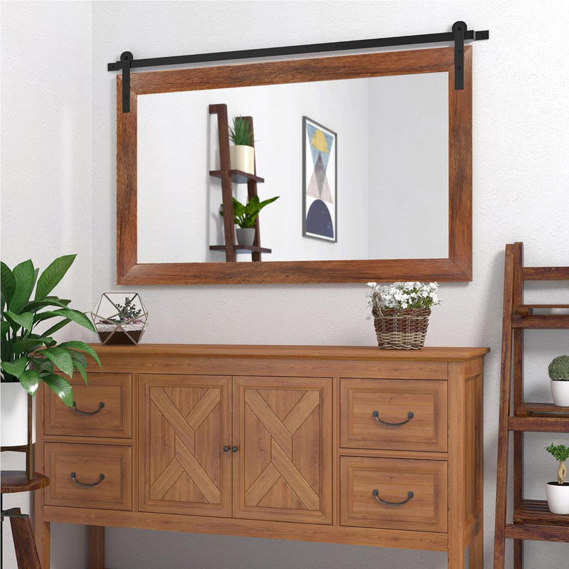 32.8Ft Black Border Peel &Stick Wood Grain Wallpaper Border Removable Waterproof Bathroom Mirror Frame Sticker (Red) Red
