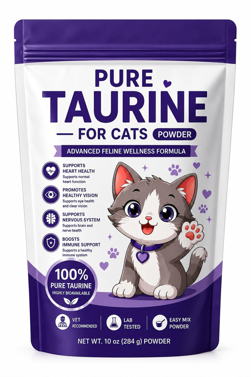 Taurine for Cats - Taurine Powder Supplement Boost, Energy & Vitality, Skin & Coat Health for Heart, Vision & Daily Wellness (10 OZ - 285 Grams) 10 OZ - 285 Grams