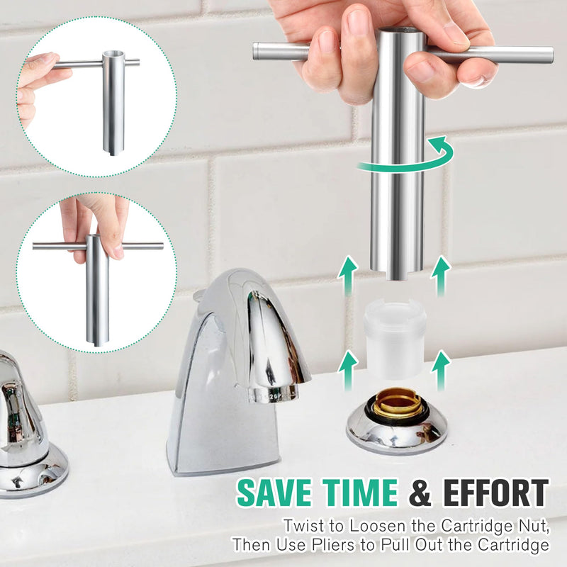 Feekoon 1224 1224B Faucet Cartridge Replacement Kit Compatible with Moen Most Double Handle Faucets and Tub/Showers, Bathroom Faucet Replacement Parts with 14272 Cartridge Removal Tool