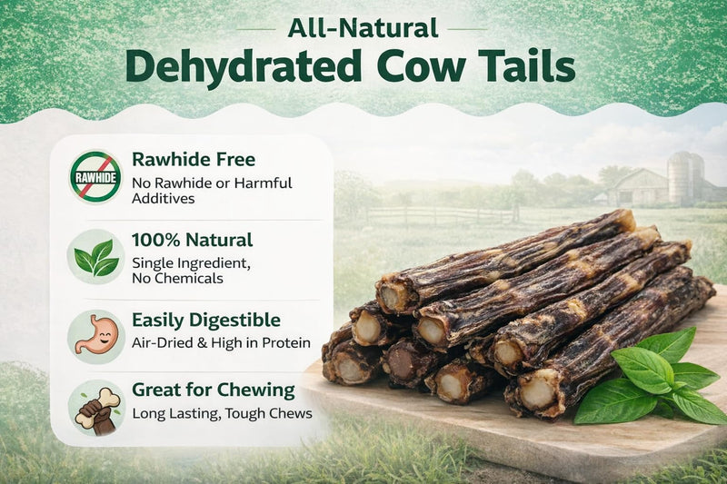 Natural Cow Tails for Dogs 8-10 Inch Long-Lasting Chew Sticks | Pack of 10 | Single-Ingredient, High-Protein Dog Treats | Grain-Free & Rawhide-Free | Best for Medium & Large Breed