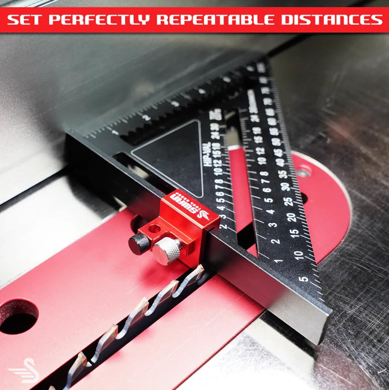 Falcon Depth Stop - Universal Depth Stop that Fits Most Speed, Rafter and Carpenter Squares, Fast Saw Blade/Router Bit Set Up, Woodworking Layout Tool, Works with Carbon Pencils