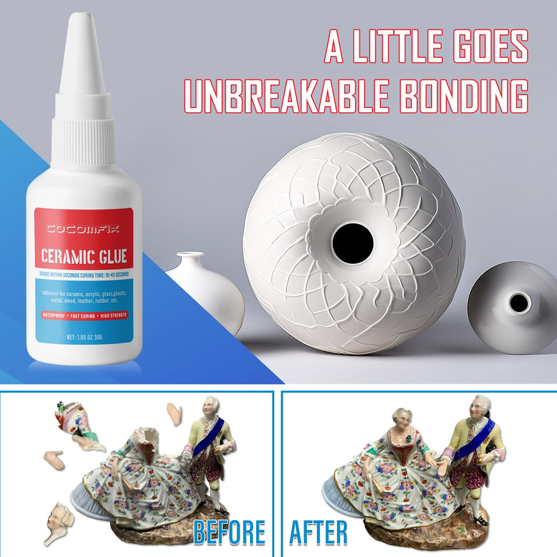 Ultimate Ceramic Glue, Proper for Ceramic & Porcelain Repair, 30g – Waterproof, High Temperature Resistant and Food Grade Material. 1pack