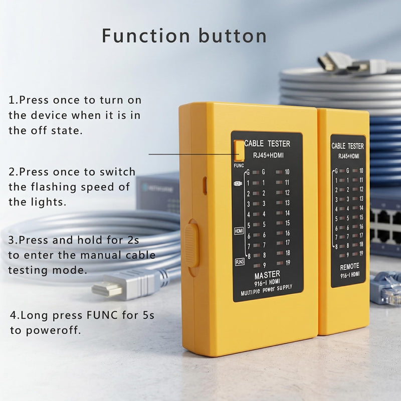 HDMI Cable Tester & RJ45 Network Cable Tester Tool Portable High Definition Multimedia Interface RJ45/cat5 cat5e cat6 cat6a UTP Ethernet LAN Wire Continuity Checker