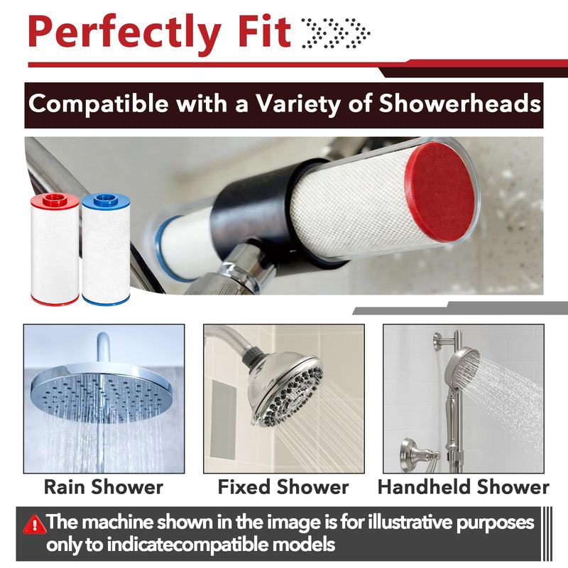 8 Pcs Shower Filter Compatible with Weddell Duo, Red and Blue | Absorb Impurities, Premium Materials, Sturdy And Durable