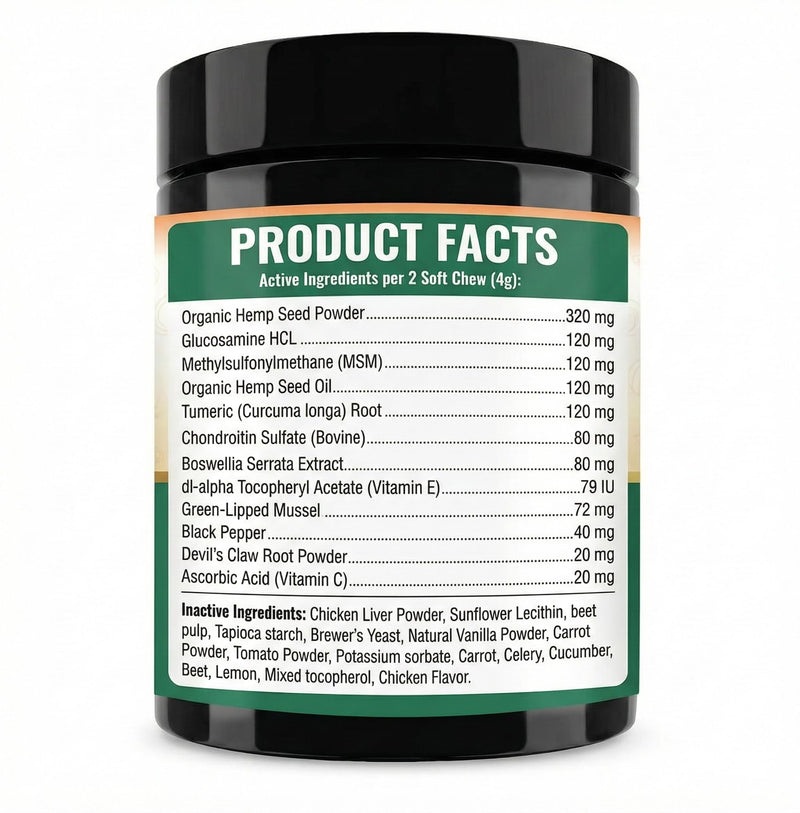 Hip & Joint Supplement for Dogs - Glucosamine, Chondroitin, MSM, Green Lipped Mussels & Turmeric - Natural Arthritis Pain Relief & Mobility Support for All Ages - 200 Soft Chews