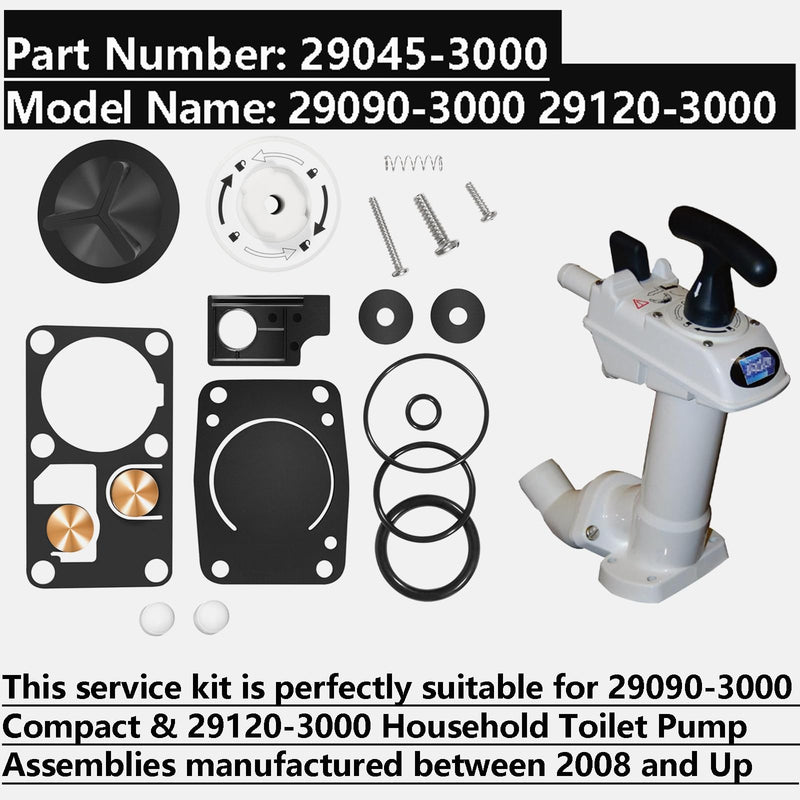 Bonbo 29045-3000 Replacement for Jabsco Twist N Lock Marine Manual Toilet Service Kits for 29090-3000 Compact & 29120-3000 Household Toilet Pump Assemblies 2008 and Up