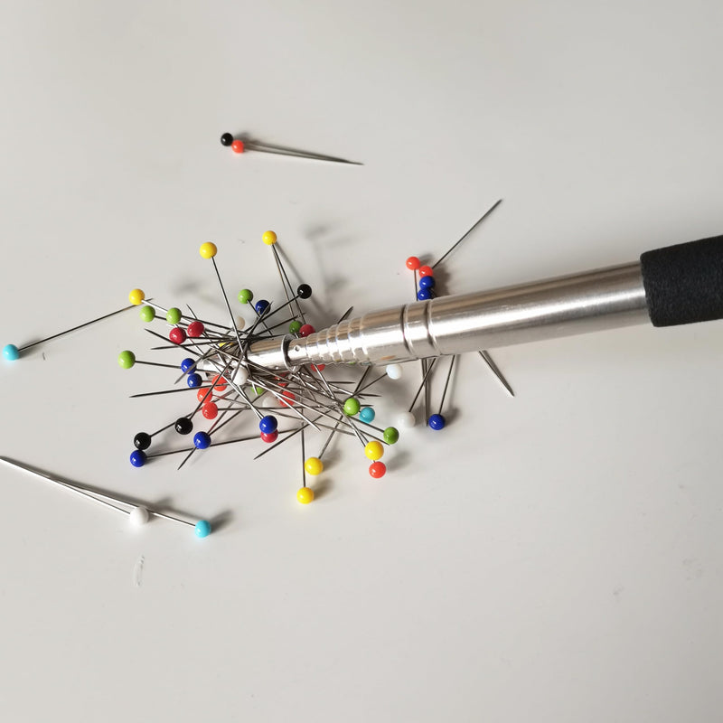 HONEYSEW Needle Stick and Pin Retriever Telescoping Magnetic Pickup Tool Extends to 39”, Picks Up Metal Sewing Notions Without Bending Over, Extendable Magnet Sweeper
