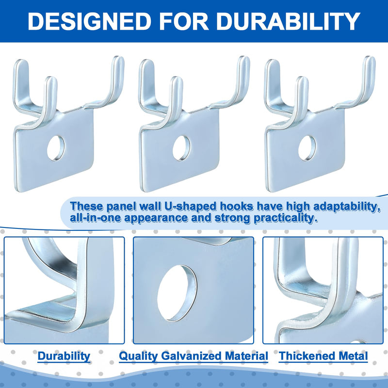 Tandefio 25 Pcs Pegboard Hooks Metal Prong Hook Peg Board Hooks for Hanging Hangers Hooks for Pegboard Wall Picture Jewelry Display Tool Silver
