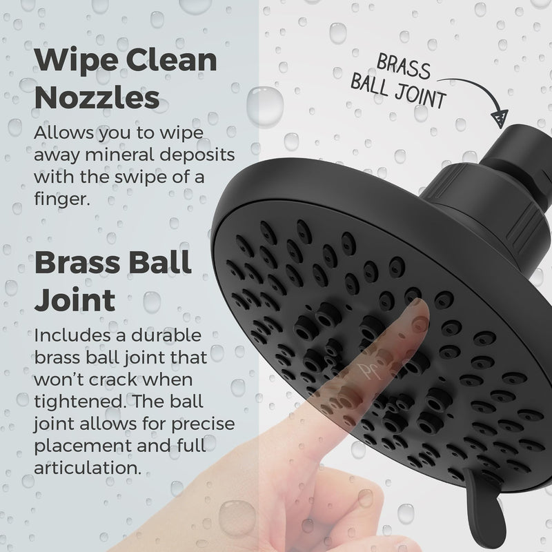 Pfister Universal Shower Head, Shower Arm Not Included, 5-Function, 1.75 GPM, Matte Black Finish, 015WS2UT01B Without QuickConnect