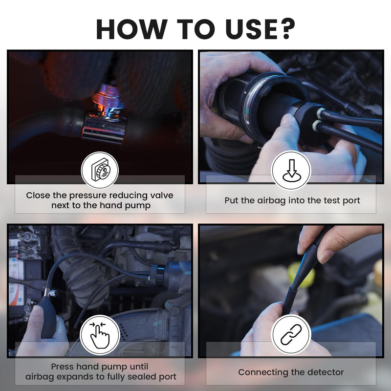 Universal Easy Quick Intake Adapter, Automotive Smoke Machine Intake Bladder, Inflatable Leak Block Off Bladder for 12V Vehicle Pipes Fuel Leakage Detector,Easy to Detect Fuel Leaks