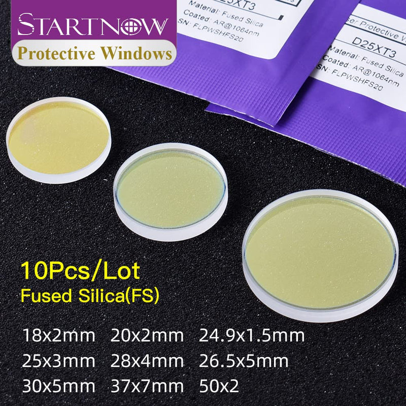 Startnow 10Pcs/Lot Fiber Laser Protective Lens D28xT4 24.9x1.5 30x5 37x7 50x2 1064nm Optical Fiber Lens for Raytools Precitec Cutting Head (37x7 10KW (10PCS)) 37x7 10KW (10PCS)