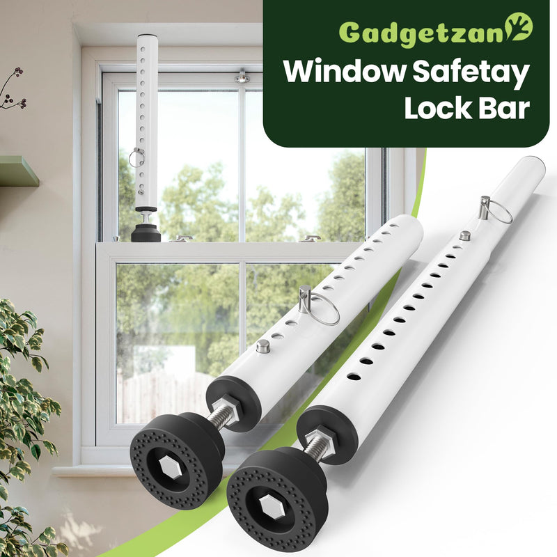 1 Pack Window Security Bars Adjustable,Sliding Window Lock Bar for Child Safety/Anti-Theft,11"-18" Portable Small Window safety lock with Rubber Base for Vertical and Horizontal Window-White White - 1 Pack