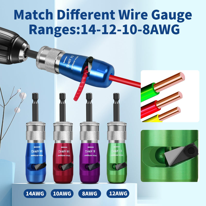 Wire Twister Tool for Drill, 8/10/12/14 AWG Gauge Electric Wire Stripper, Wire Twister Tool for Drill, Wire Stripper Tool for Drill, 2024 Upgrade Improve Work Efficiency 20 Times Black