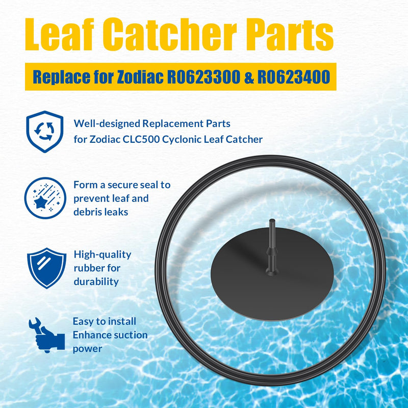 R0623300 O-Ring Seal and R0623400 Relief Valve, Replacement Parts for Zodiac CLC500 Cyclonic Leaf Catcher, Durable Rubber (2-Pack)