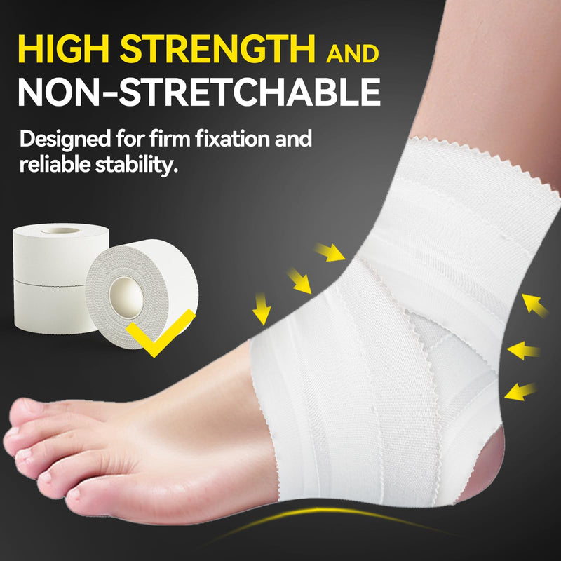Dimora Athletic Tape, Easy Tear Sports Tape with Serrated Edges, Strong Adhesion, No Residue, Ideal for Gymnastics, Boxing, Lacrosse, Hockey and First Aid (White, 1.5 in x 45 ft, 4 Pack) White Athletic Tape (4 Rolls)