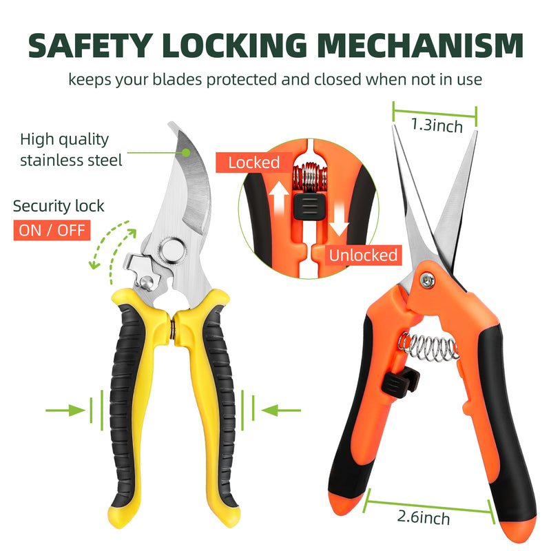 3 Pack Garden Pruning Shears, Stainless Steel Garden Shears, Gardening Shears, Gardening Scissors, Garden Scissors, Garden Clippers, Pruning Snips, Pruning Shears for Gardening Garden Tools