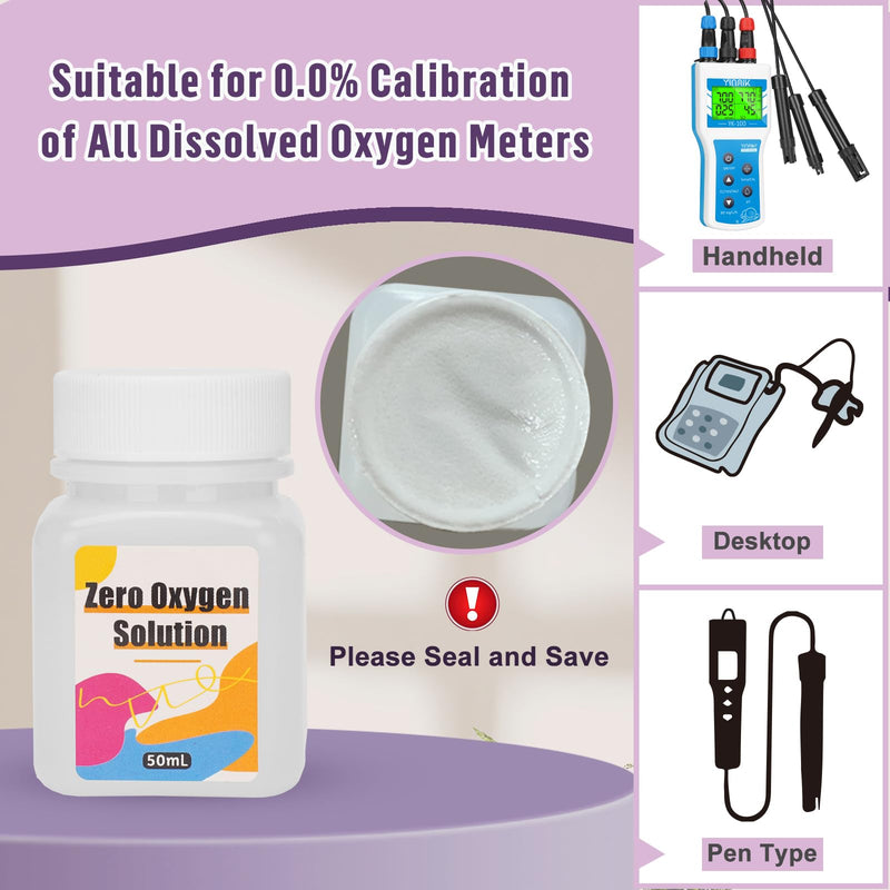 Dissolved Oxygen Test Kit Accessories 1 * 50ml Zero Oxygen Calibration Reagent 2 * 30ml Electrolyte Filling Solution and 6 pcs Membrane Groups for DO Meter Tester
