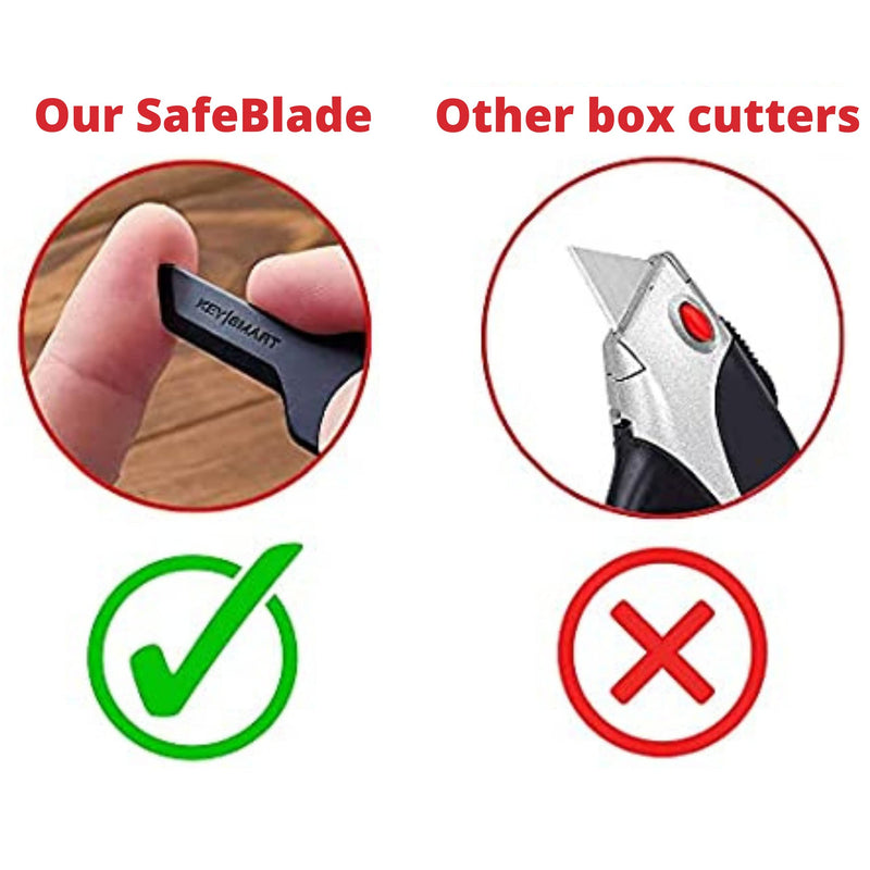 KeySmart Safe Box Cutter - Key-shaped Safe Package Opener For Everyday Carry, with Finger Protection Fits Perfectly on Keychain or Inside a KeySmart (Black) Black (1-pack)