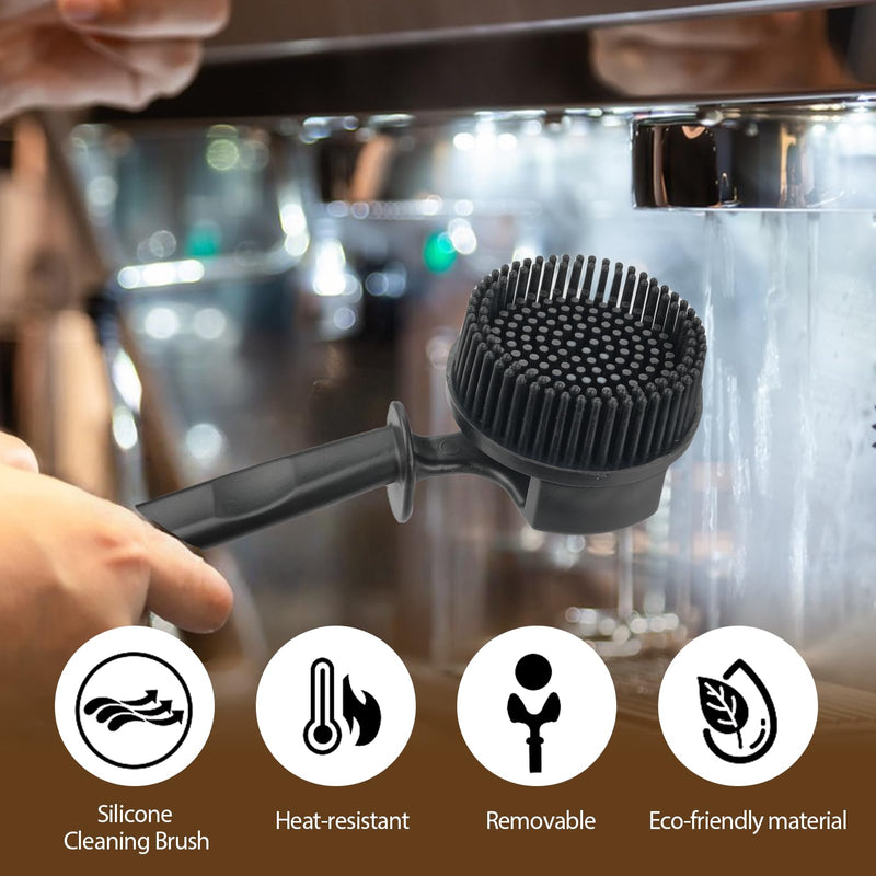 58MM Espresso Machine Cleaning Brush，Silicone Brush for Coffee Machine Group Head, Heat-Resistant and Corrosion-Resistant，360° Cleaning