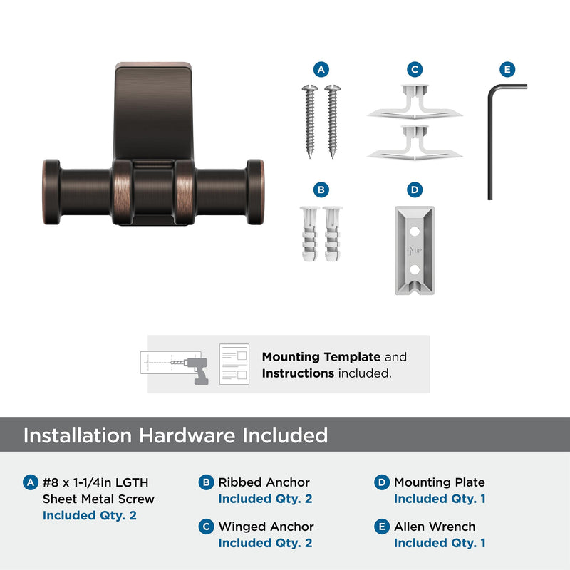 Amerock BH36050ORB | Oil Rubbed Bronze Double Robe Hook | 2-15/16 inch (75 mm) Length Towel Holder | Davenport | Towel Hook for Bathroom | Bathroom Hardware | Bath Accessories