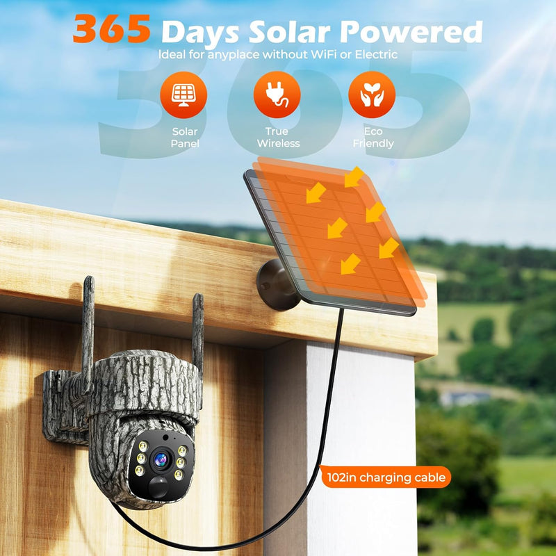 4G LTE Cellular Solar Powered Security Camera Wireless Outdoor, No WiFi Wireless Camera with SIM Card & Unlimited Data Plan, 2 Way Talk, 355° Live View, 2K Color Night Vision, PIR Motion Sensor - NewNest Australia