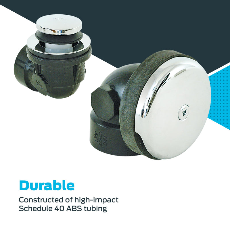 EZ-FLO 1-1/2 Inch Schedule 40 ABS One-Hole Bath Waste Drain with Test, Die Cast Drain Body, 35226