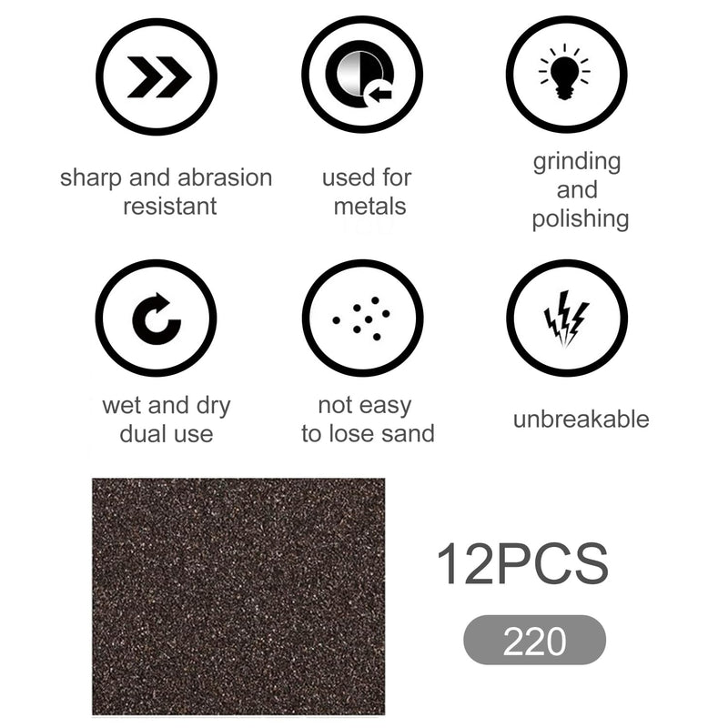 12Pcs Sanding Sponge 220 Grit Fine Sanding Blocks for Drywall Metal Wood Washable and Reusable 12PCS-220 Grit