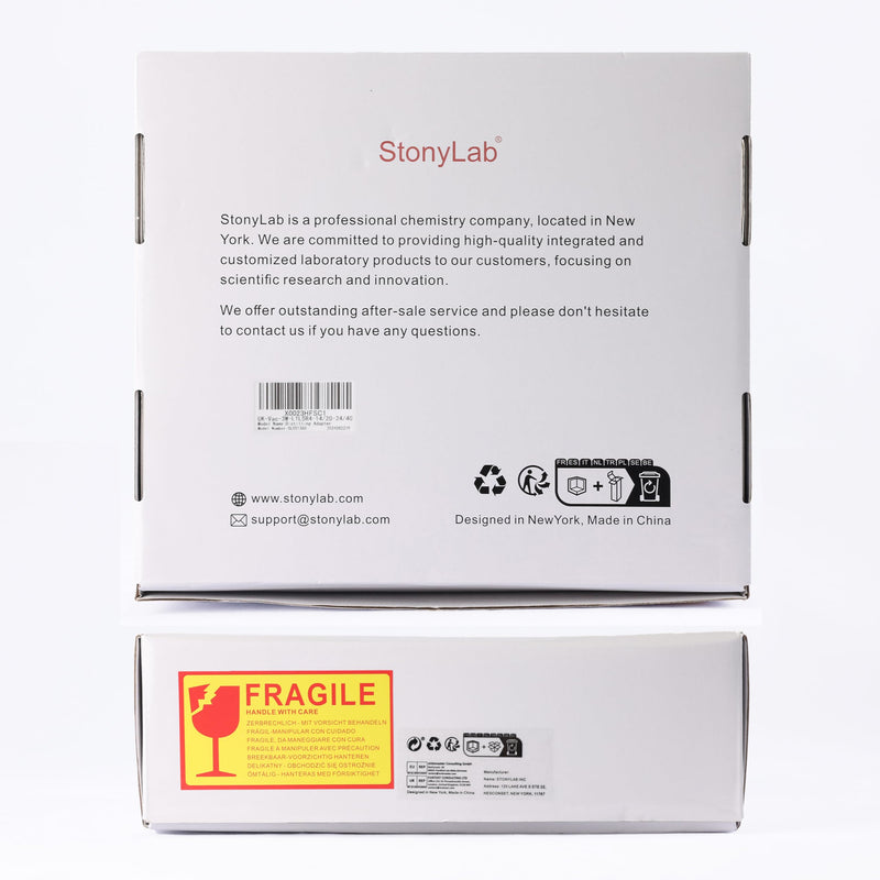 stonylab 75 Degree Distillation Head with Vacuum Jacket, 24/40 Lower and Side Ports, 14/20 Upper Port, Compatible with stonylab Adapters for Efficient Laboratory Distillation 14/20-24/40 Joint